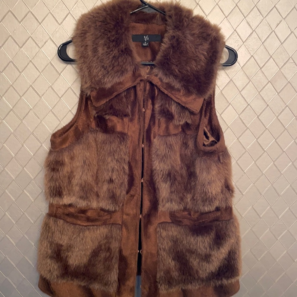 RLZ womens vest brown faux fur S